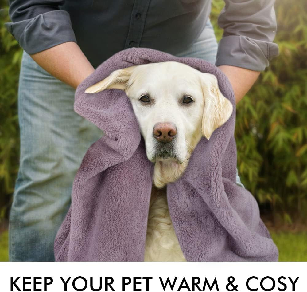 Dog Towel Super Absorbent Pet Bath Towel Microfiber Dog Drying Towel for Small, Medium, Large Dogs and Cats 30Inch X 50Inch Purple