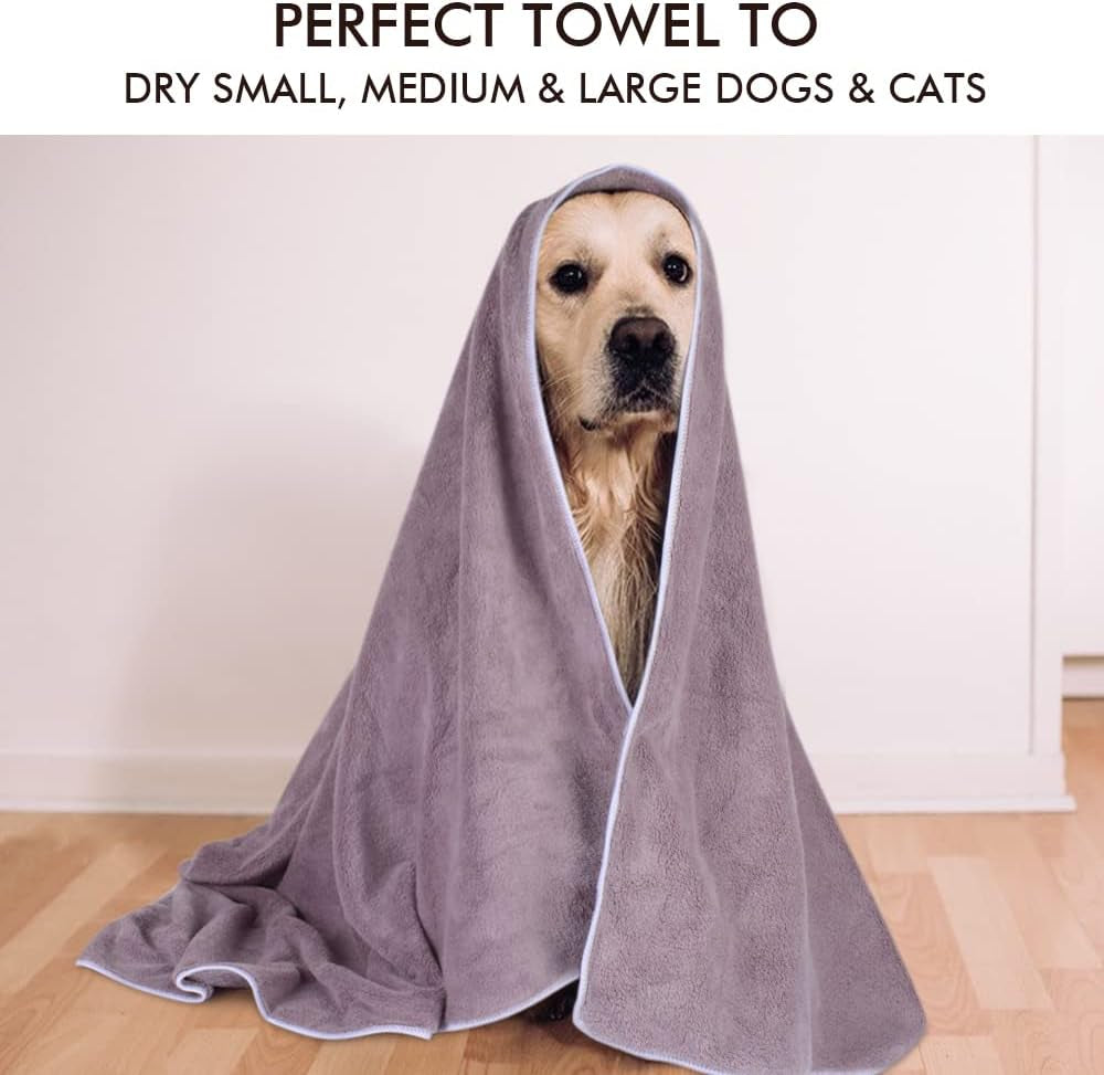 Dog Towel Super Absorbent Pet Bath Towel Microfiber Dog Drying Towel for Small, Medium, Large Dogs and Cats 30Inch X 50Inch Purple