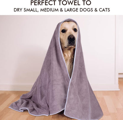 Dog Towel Super Absorbent Pet Bath Towel Microfiber Dog Drying Towel for Small, Medium, Large Dogs and Cats 30Inch X 50Inch Purple