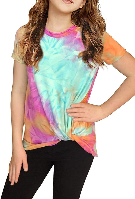 Girls Casual Tunic Tops Knot Front Long Sleeve Loose Soft Blouse T-Shirt Size 4-13